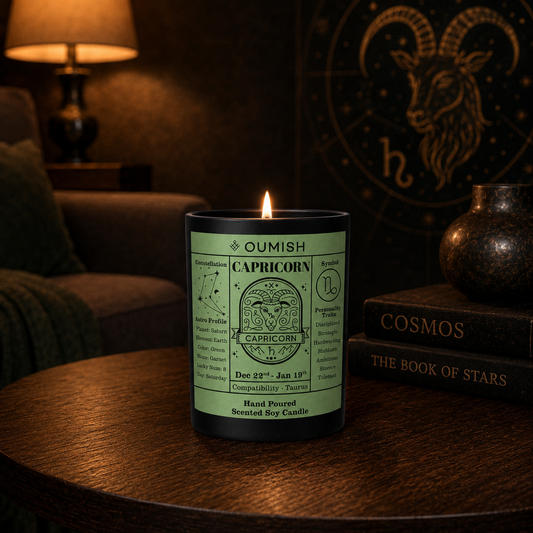 Capricorn Zodiac candle luxury lifestyle scene