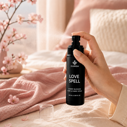 Love Spell cherry blossom Home & Fabric Spray in action by Oumish