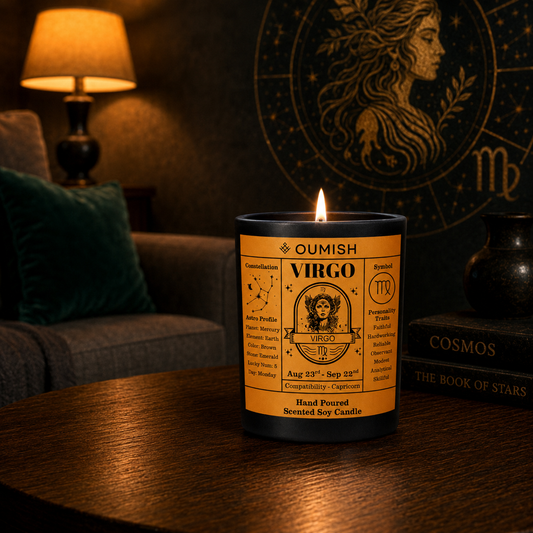 Virgo Zodiac candle luxury lifestyle scene