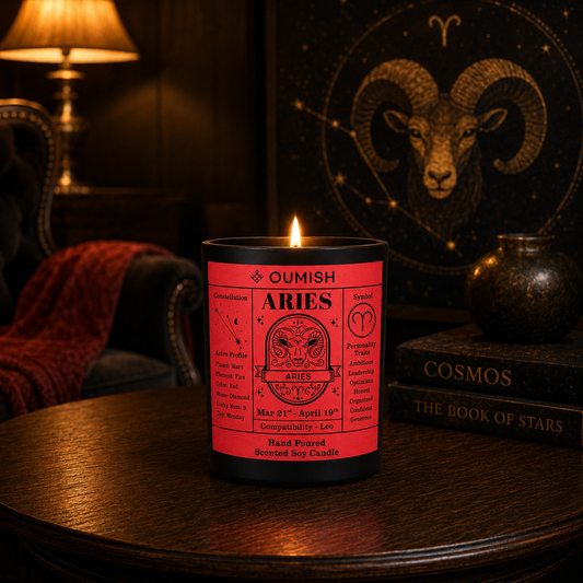 Aries Zodiac candle luxury lifestyle scene
