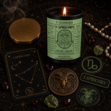 Capricorn Zodiac candle ritual flatlay