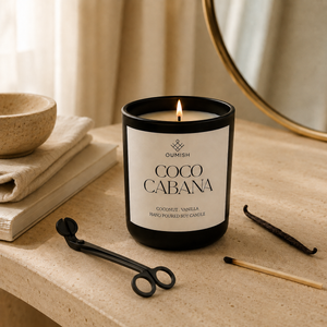 Coco Cabana candle ritual with wick trimmer and match