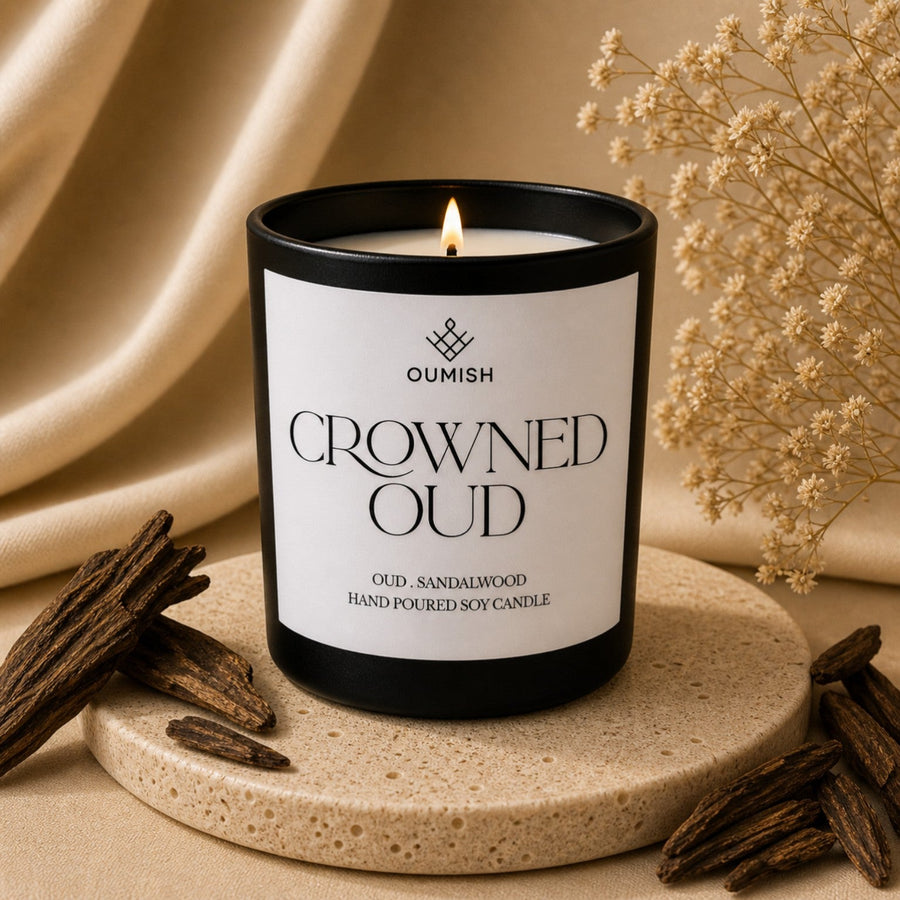 Crowned Oud candle with oud wood and sandalwood