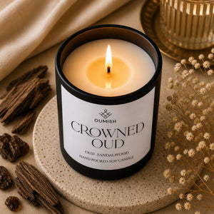 Crowned Oud candle with oud wood and sandalwood