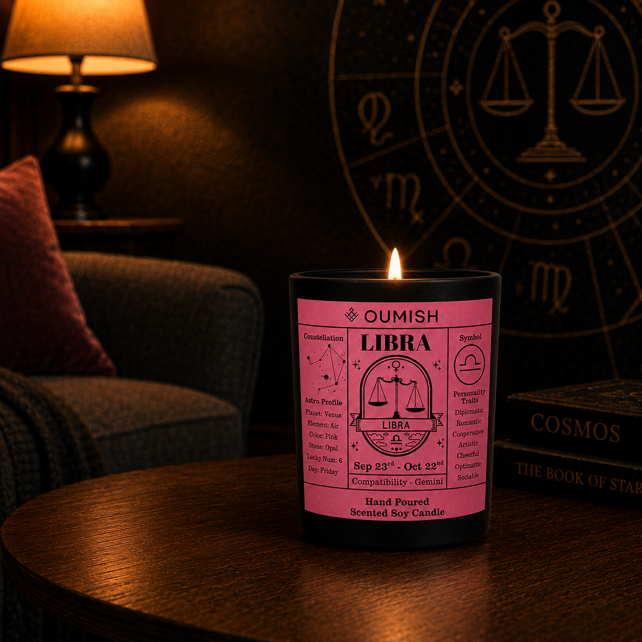 Libra Zodiac candle luxury lifestyle scene