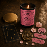 Libra Zodiac candle ritual flatlay