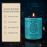 Aquarius hand-poured soy candle craft details by Oumish