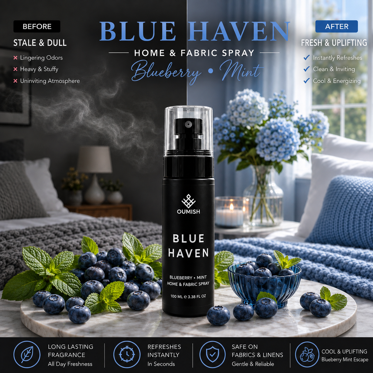 Blue Heaven before and after room refresh