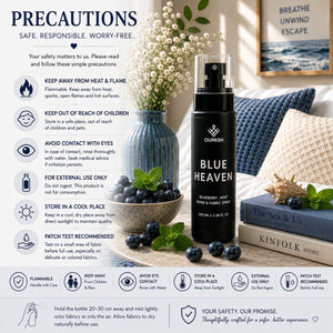 Blue Heaven Home & Fabric Spray precautions and safety instructions
