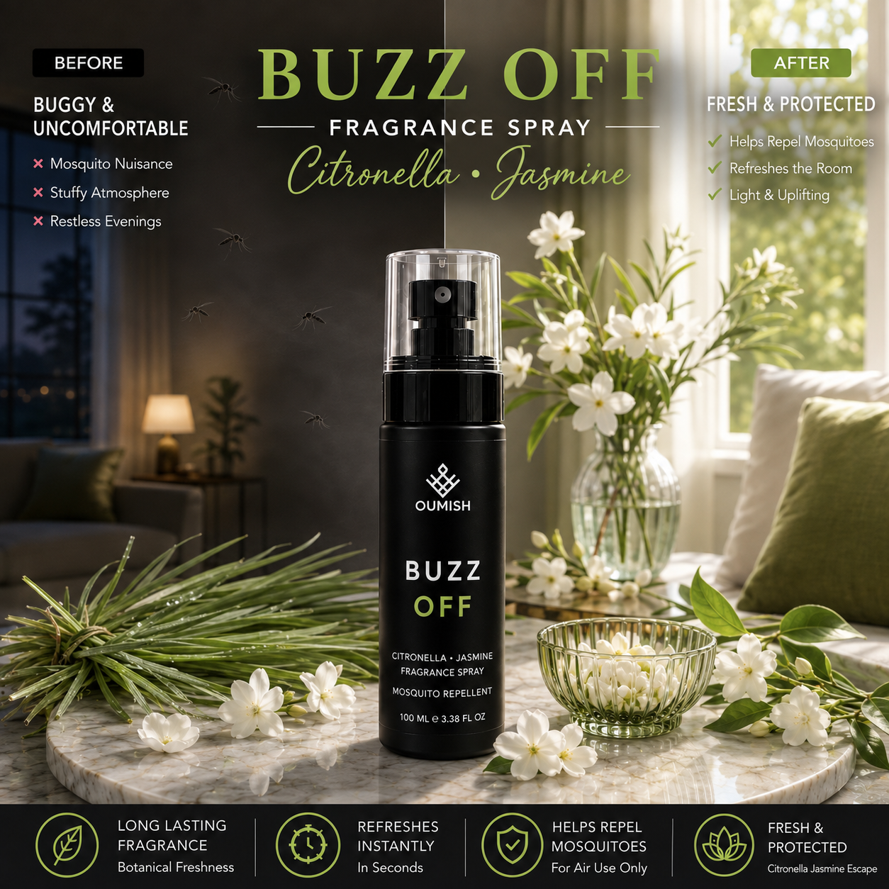 Buzz Off before and after room refresh