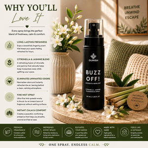 Why you'll love Buzz Off citronella and jasmine mosquito-repellent Fragrance Spray by Oumish