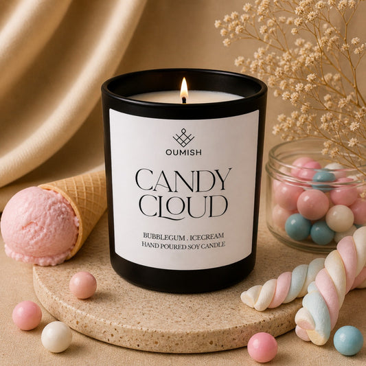 Candy Cloud bubblegum and ice cream Signature Candle with pastel sweets