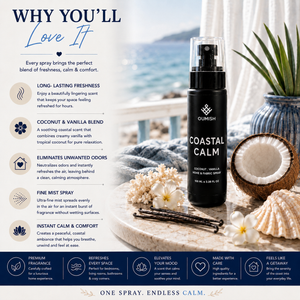 Why you'll love Coastal Calm coconut and vanilla Home & Fabric Spray by Oumish