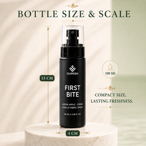 First Bite 100 ml Home & Fabric Spray bottle size: 15 cm height and 4 cm width