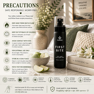 First Bite Home & Fabric Spray precautions and safety instructions