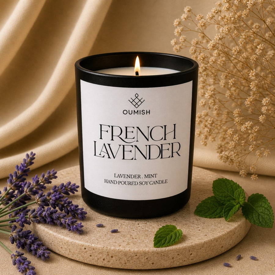 Oumish French Lavender signature candle with lavender and mint