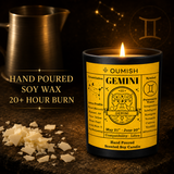 Oumish Gemini hand-poured soy wax candle with 20 plus hour burn
