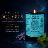 Made for Aquarius zodiac candle with lavender and mint by Oumish