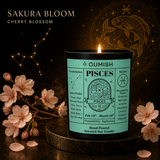 OUMISH Pisces Sakura Bloom candle with Cherry Blossom in the unified zodiac theme