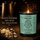 OUMISH Pisces hand poured soy wax candle in the unified black and gold theme