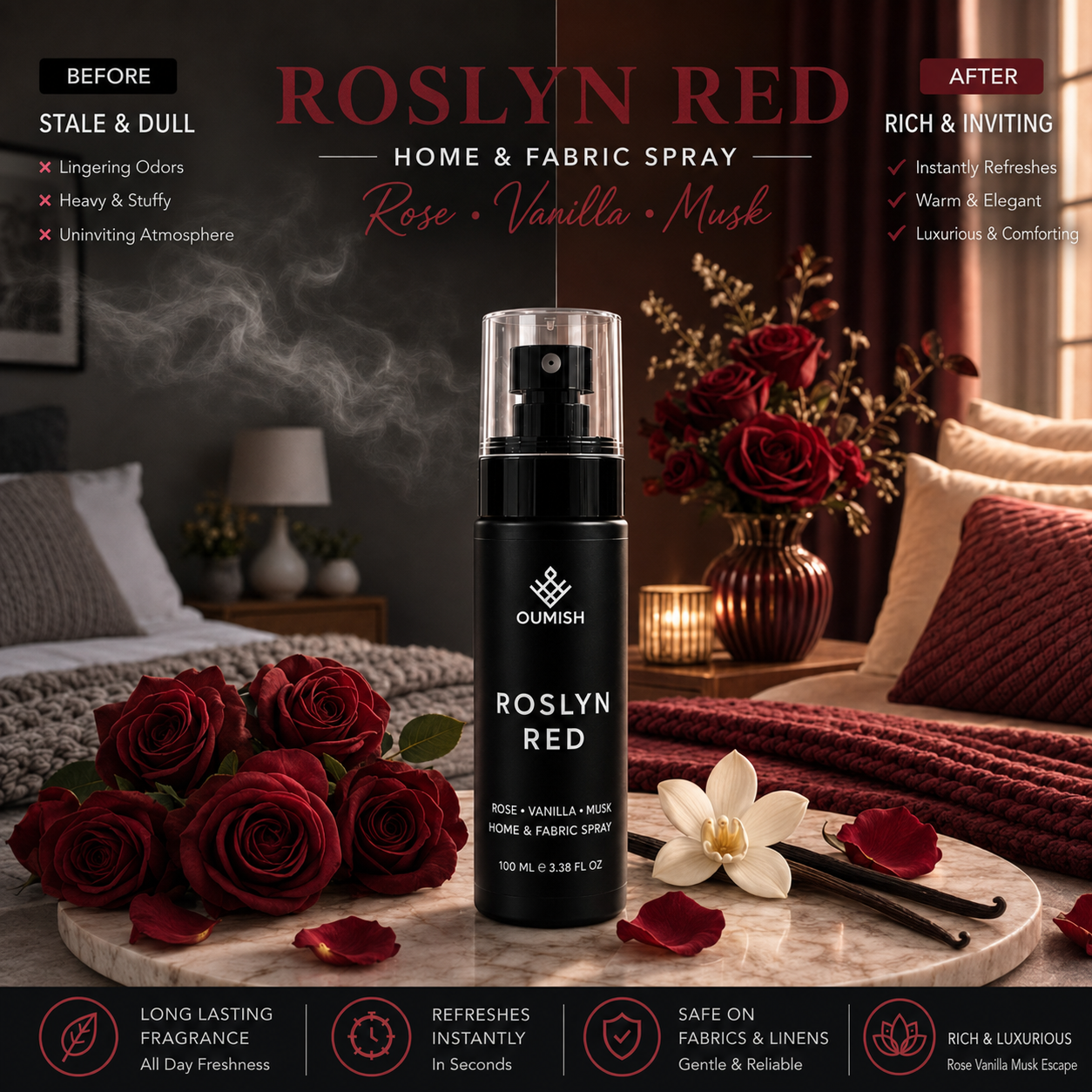 Roslyn Red before and after room refresh