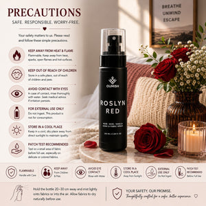 Roslyn Red Home & Fabric Spray precautions and safety instructions