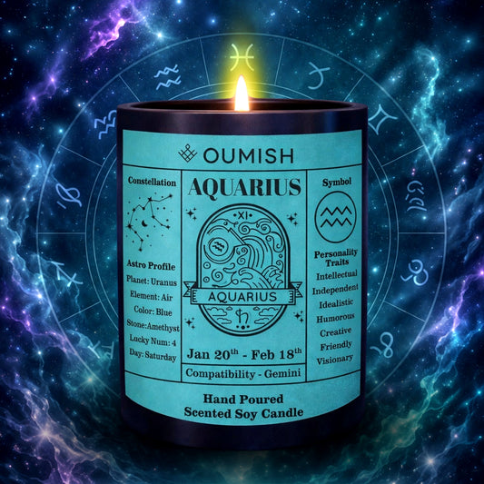 Aquarius French Lavender zodiac scented candle by Oumish