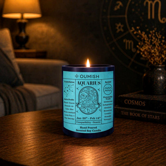 Aquarius Zodiac Scented Candle – French Lavender (Lavender & Mint)