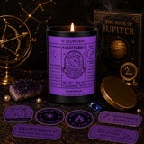 Sagittarius Zodiac candle ritual scene with Jupiter and gemstones