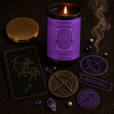 Sagittarius Zodiac candle ritual flatlay