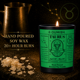 Taurus candle hand-poured soy wax and 20+ hour burn