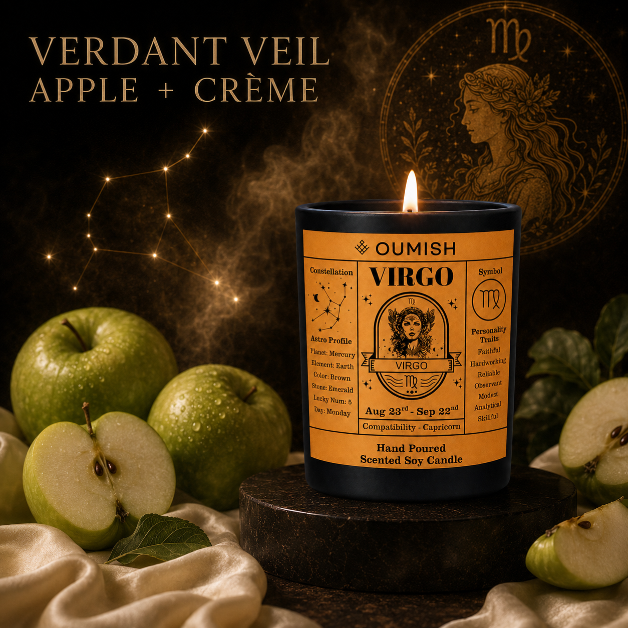 Virgo Verdant Veil fragrance story, apple and crème